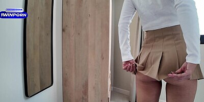 He found his busty stepsister's wet panties and he got horny