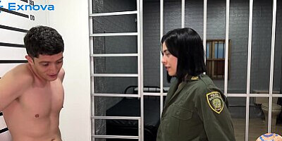 Colombian police stop a nerdy guy & fuck him in the station until creampie! Pipeboy1 & Kylei Ellish