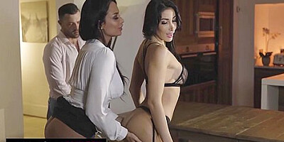 Two Big Boobs Brunettes In Lingerie For One Man With Anissa Kate And Clea Gaultier