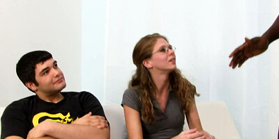 Black Stud Rails Cuckolding Wife Jenny Leigh as Hubby Watches