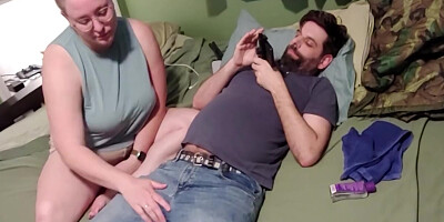 Liza Uses A Toy On Andy And Makes Him Cum