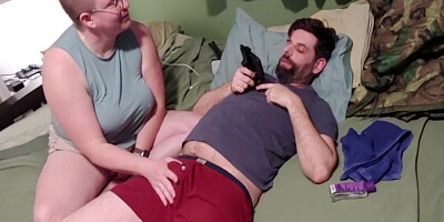 Liza Uses A Toy On Andy And Makes Him Cum