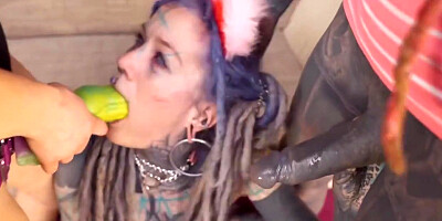 Tattooed Catplay Girl Double Blowjob With Lily Lu And Miss Flora