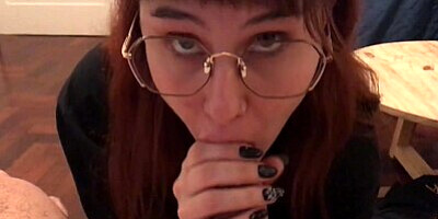 Nerdy gf gives bf a blowjob POV