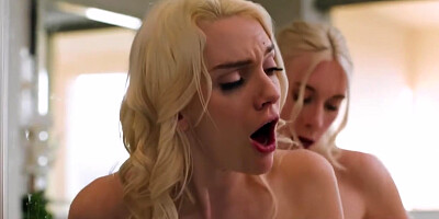 Hot Blonde Gets Smashed With A Strap-on
