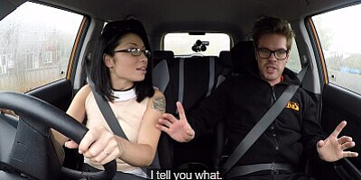 Fake Driving School - Mixed Race Asian Student Rides for her Lesson