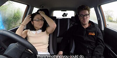 Fake Driving School - Mixed Race Asian Student Rides for her Lesson