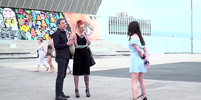 Francesca Dicaprio, Max Cortes And Steve Holmes In Brunette Slave Public Double Penetration