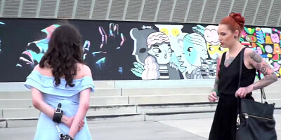 Francesca Dicaprio, Max Cortes And Steve Holmes In Brunette Slave Public Double Penetration