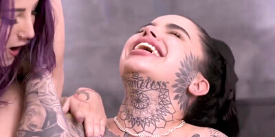 Raunchy Tattooed Lesbians Thrilling Sex Clip