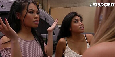 Horny Babes Cindy Starfall & Kat Dior Seduce Repairman Into Hot Threeway - SCAM ANGELS
