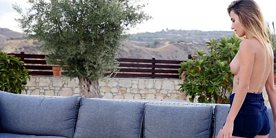 Wonderful chick lays down and teases her breasts and pussy