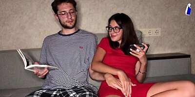 Horny Stepsister Couldnt Resist And Masturbating In Front Of Stepbrother! I Put His Hand On My Pussy