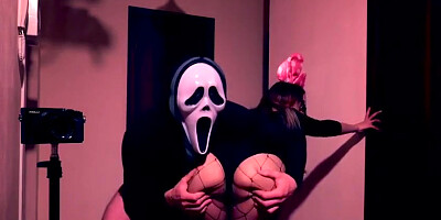 Alisa Lovely - Masked Maniac Intensely Fucks Brunette In Front Of Mirror - Halloween Roleplay Fetish Couple Game