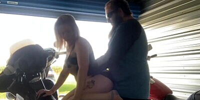 Getting bent over his Harley until he cums inside me