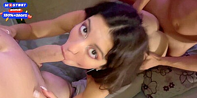 Cuckold Humiliation At Home Party - Wife Fucks In Front Of Him With Two Fuckers