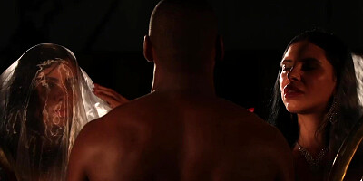 Romantic interracial threesome for lucky busty babes and BBC