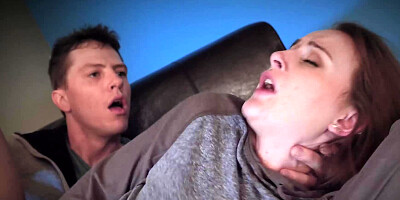 Passionate couch fuck with her stepbrother