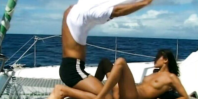 Sex on the boat with a slutty brunette Eva Roberts and a rich guy
