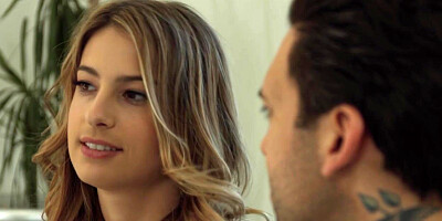 Young Kristen Scott is kissing her man as he impales her