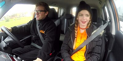 Fake Driving School Teen with BIG TITS and PigTails Fucked Hard by Examiner