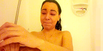 POV Latina babe in bathroom teaches you JOI of giving wet blowjobs in close up with lots of wetness