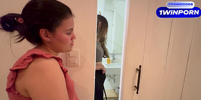Amateur couple on a crazy public hump adventure, following orders and obeying them in a bathroom - hottest XXX!