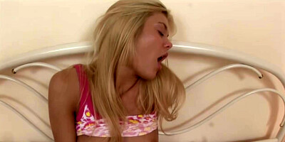 Blonde Teen 18+ Pulls Down Her Pajama Pants And Fingers Her Smooth Puss