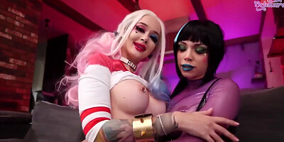 Punchline And By Octokuro With Harley Quinn, Octokuro Model And Purple Bitch