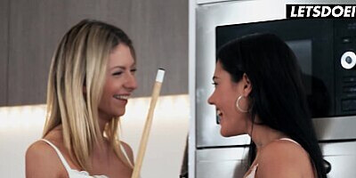 Lesbian Step Sisters Have Fun After Playing Pool - A GIRL KNOWS