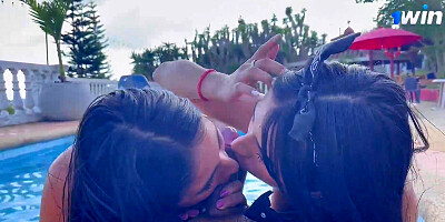 Red-hot Jenifer play in public pool. gonzo porn