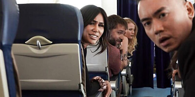 Interracial dick-riding with a hot busty brunette Angela White