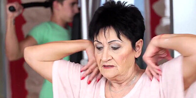 A hot brunette granny's old cunt gets banged hard and raw