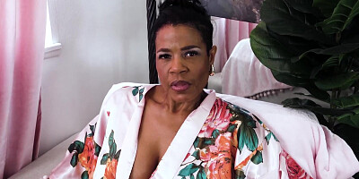 Ebony GILF Raven Swallowz is lonely so her stepgrandson demolishes her juicy pussy