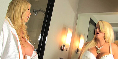 Alura Jenson and Karen Fisher yelling noisily in a wild threeway