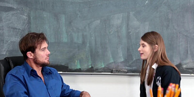 Awesome teenie Alice March jumps on giant thick pike