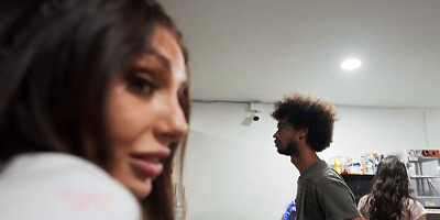 Tony Rubino sneaking into the room with Brenna Mckenna