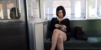 Sexy Asian babe strips and touches herself for her doctor