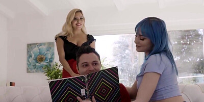 Teen girl with blue hair is going to make him SCREAM