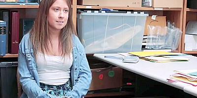 Rylee Blake In Shoplifter Rubs Her Little Pussy Up On The Table For The Officer