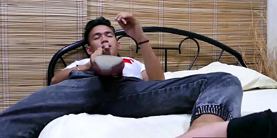 TwinkysFeet.com - Chinese youngster Jude shoots a load rigid in a foot worship solo jacking and luvs every min of it