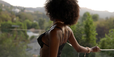 Ebony teen dropped off her slutty dress
