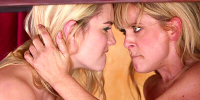 MOMMY'S GIRL - MILF Cherie De Ville Almost Caught Cheating With Stepdaughter Kenna James Under Table - Cherie DeVille