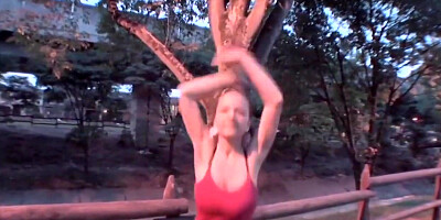 Busty Teen 18+ Jiggles Her Big Tits In Public