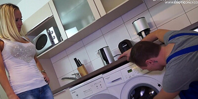 Handyman helps customer treat her wet spot