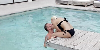 Horny Nancey makes love at poolside with her boyfriend just for fun