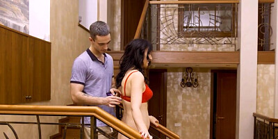 The perverted man gets his dick sucked by the stepmom