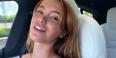 Sexy Big Tits Red Head Zoey Luna Fucks In Car Tesla Autopilot