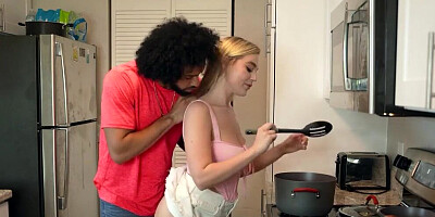 Blake Blossom Surprised And Fucked While Cooking.