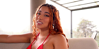 Busty redhead seduces her stepbrother and they end up in an amazing fuck